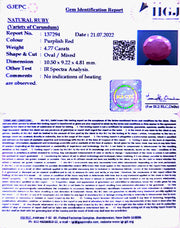 4.77/CT Natural Mozambique Ruby with Govt. Lab Certificate-(23310)